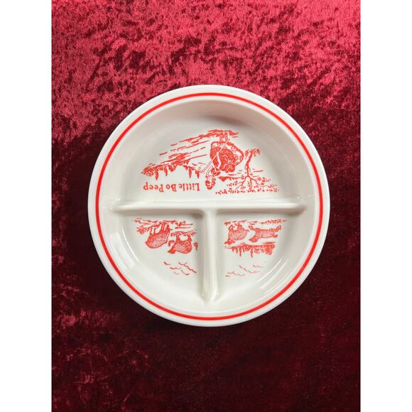 Vintage 1930s Childrens Mug Divided Plate Set Ceramic Little Bo Peep Fire King - Picture 8 of 9